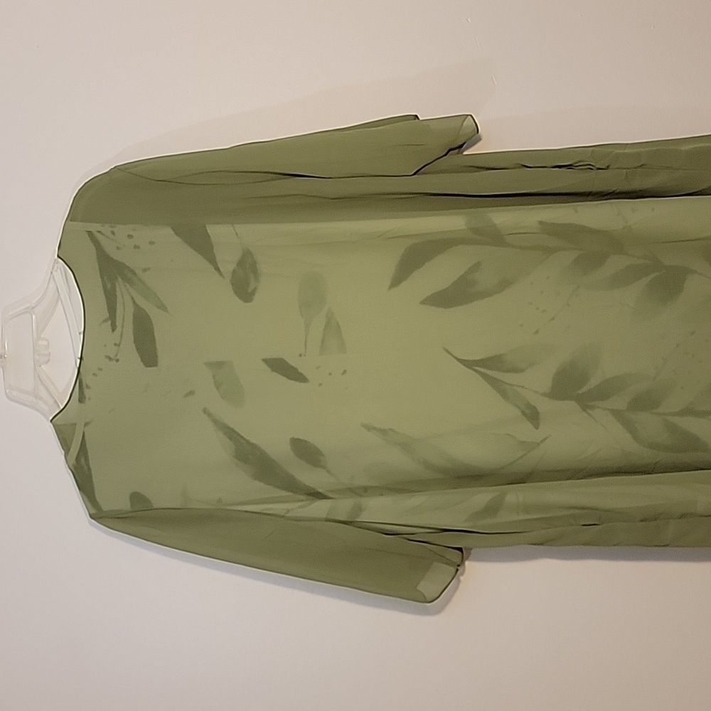 Boutique brand 2 piece silky dress with sheer topper sage green - Picture 4 of 8